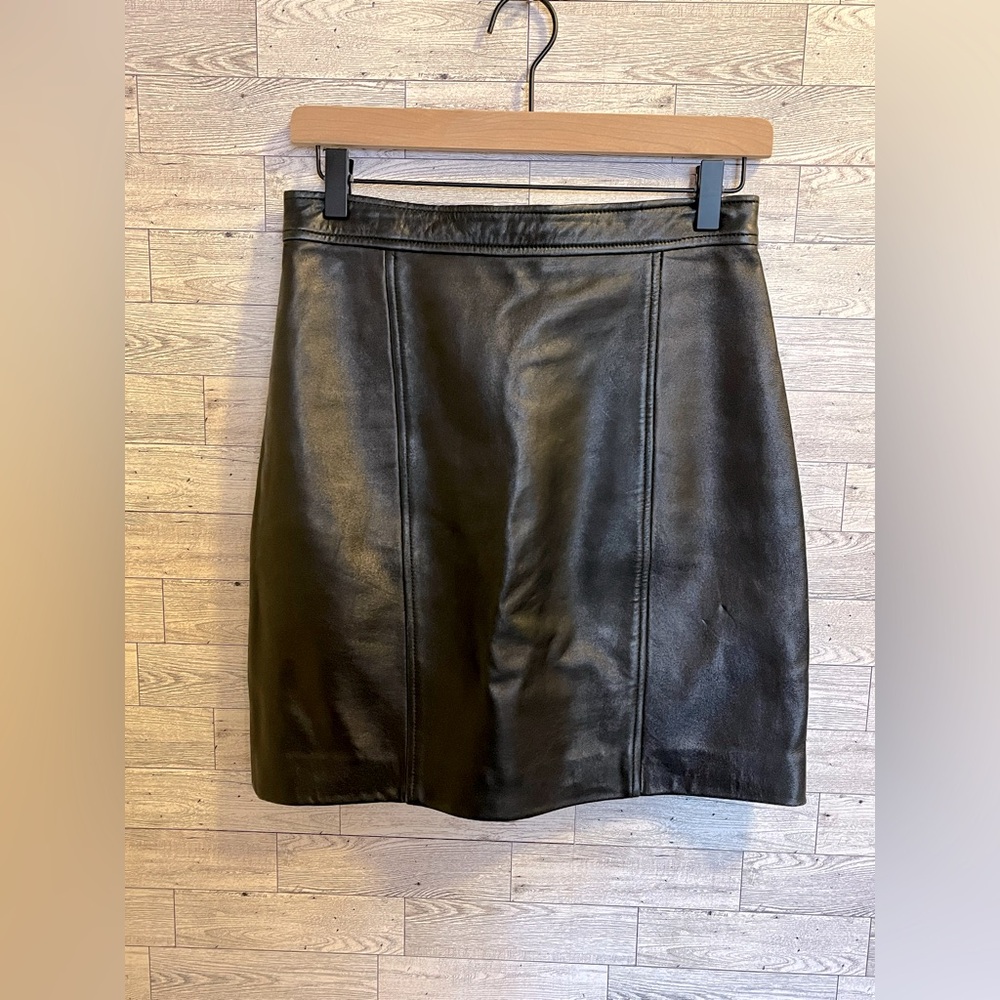 Eleanor P. Brenner Vintage 100% Genuine Leather Black Pencil Skirt Size 8
